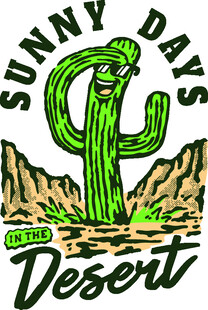 阳光沙漠中的仙人掌图案