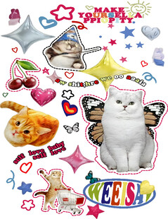 可爱猫咪贴纸装饰图案