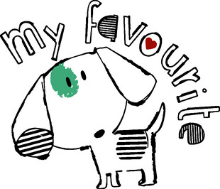 可爱卡通小狗与英文文字