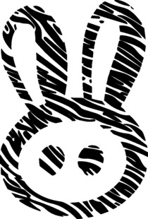 黑白斑马纹兔子头像图案