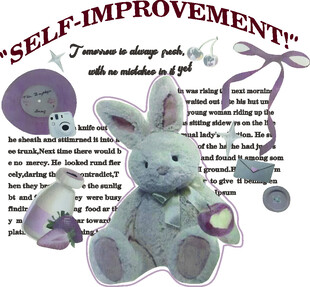 可爱兔子玩偶与自我提升理念