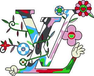 多彩艺术字母V装饰图案