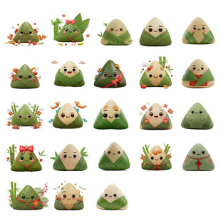 3D可爱卡通粽子插画集合