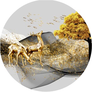 圆形麋鹿装饰画