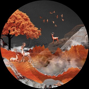 圆形麋鹿发财树