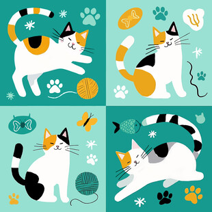 可爱猫咪趣味动态插画