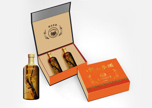 野山参酒礼盒展示 爱马仕风格