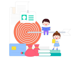 毕业季设定目标找工作高工资插画