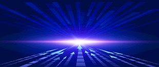 方向箭头聚集蓝色未来科技背景