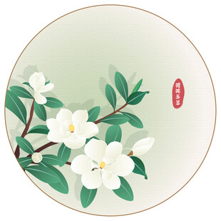 荷花玉兰广玉兰矢量古风插画