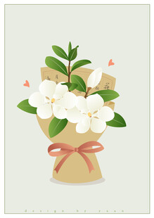 荷花玉兰矢量小花束