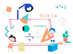 毕业季数学课公式运算尺子插画