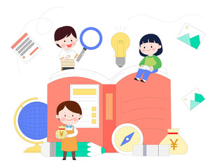 毕业季找工作高薪资学习读书插画