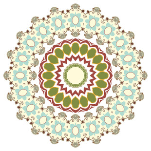 精美圆形曼陀罗花纹图案