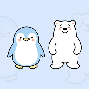 可爱企鹅与北极熊卡通形象