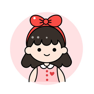 可爱戴蝴蝶结的卡通小女孩