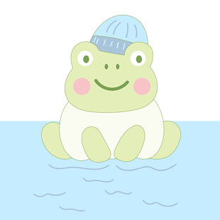 戴帽青蛙水中可爱模样