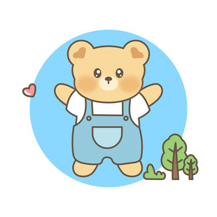 可爱小熊与自然元素