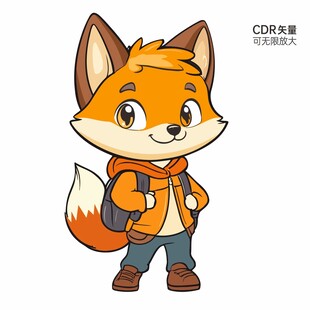 背着书包的可爱小狐狸