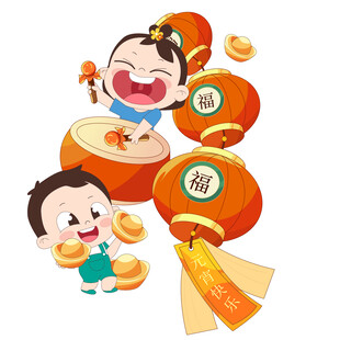 传统节日新年元宵节红灯笼