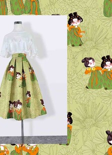 古风印花裙装展示