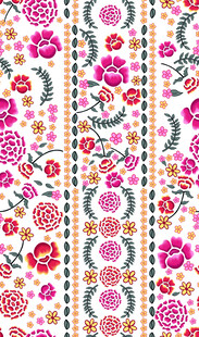 多彩花卉条纹图案设计