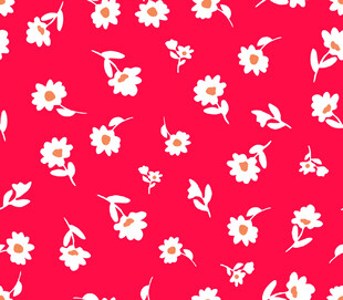 红色背景小雏菊花卉图案