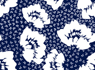 蓝底白花复古风印花图案