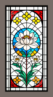 华夏风情蒂凡尼染色玻璃艺术图案