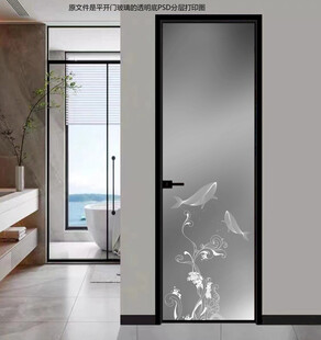 高清分层透明底屏风玻璃花纹打印