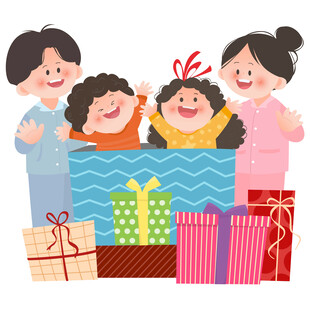 购物节送小孩子礼物教育类插画