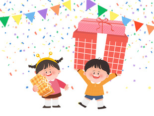 购物节儿童礼物彩带彩旗教育类