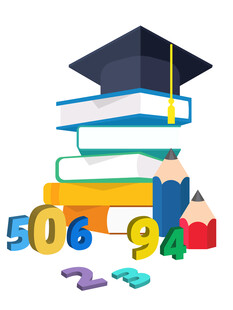 毕业季高考数学彩色书籍学士帽