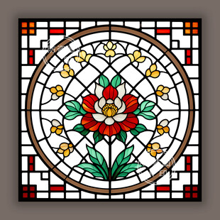 蒂凡尼华夏风情彩绘玻璃艺术图案