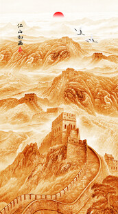 长城玄关山水画