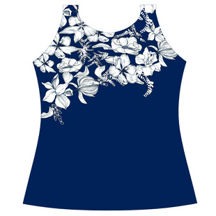 蓝底白花无袖女士上衣