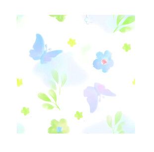 清新梦幻蝴蝶花朵图案