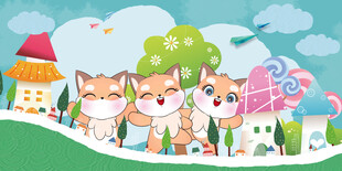 卡通小狗背景墙