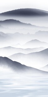 蓝色 山水中式玄关 TIF分层