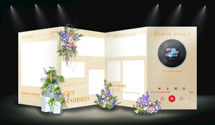 香槟色婚礼照片墙