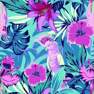 热带花卉图案 清新绚丽