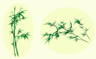 中国风水墨画竹子翠竹插画