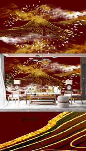 现代奢华客厅艺术壁画