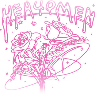 梦幻花卉与欢迎文字插画