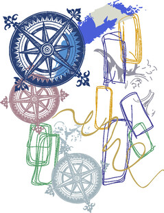 多彩机械齿轮与线条图案