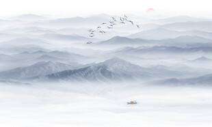 现代简约新中式水墨山水画背景墙