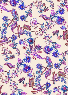 花卉鸟类图案精美织物