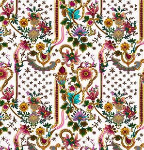 复古花卉几何图案装饰画