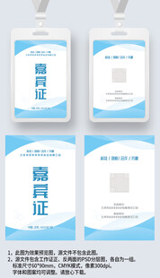 浅蓝色线条嘉宾证工作证参展证