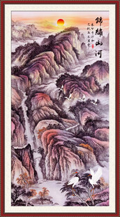 旭日东升山水画